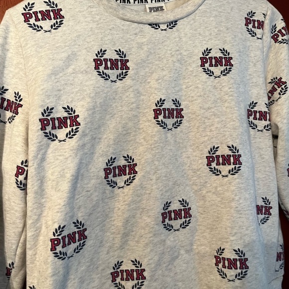 Victoria's Secret Pink Pullover Crest Logo + Matching Sweatpants Top M Bottom L - Picture 6 of 12